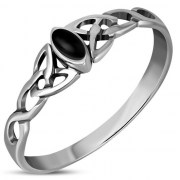 Celtic Knot Silver Ring w Black Onyx, r494